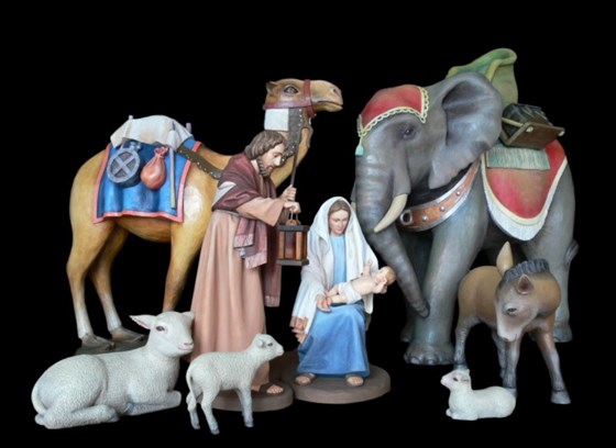 Szopki: Figury do szopki bożonarodzeniowej z litego drewna 