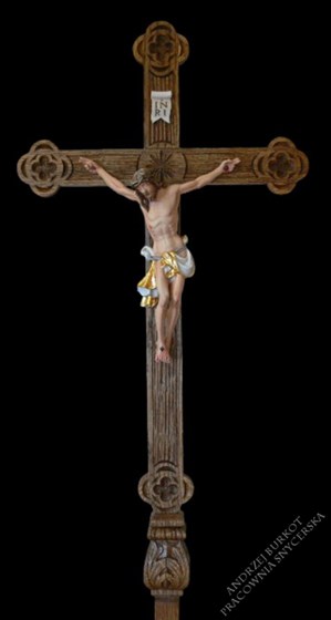 Krzyże i krucyfiksy: Krzyże procesyjne z drewna
