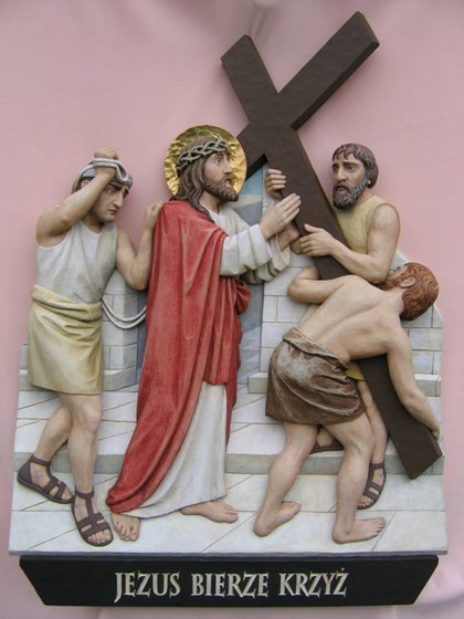 Stacje drogi krzyżowej : Drewniane płaskorzeźby - droga krzyżowa 