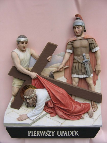 Stacje drogi krzyżowej : Drewniane płaskorzeźby - droga krzyżowa 