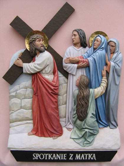 Stacje drogi krzyżowej : Drewniane płaskorzeźby - droga krzyżowa 