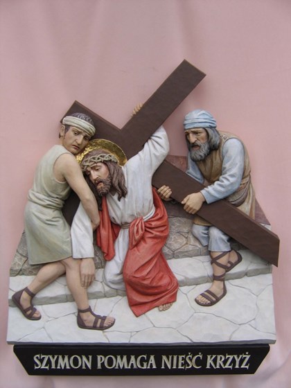 Stacje drogi krzyżowej : Drewniane płaskorzeźby - droga krzyżowa 