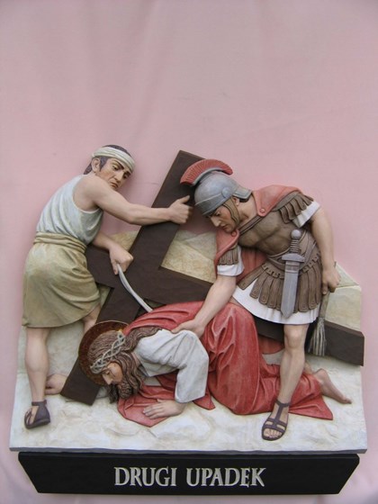 Stacje drogi krzyżowej : Drewniane płaskorzeźby - droga krzyżowa 