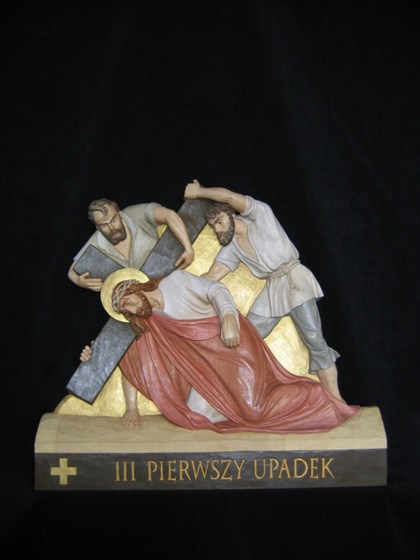 Stacje drogi krzyżowej : Drewniane płaskorzeźby - droga krzyżowa 