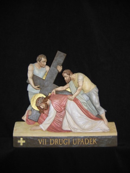 Stacje drogi krzyżowej : Drewniane płaskorzeźby - droga krzyżowa 